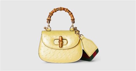 Gucci Bamboo 1947 mini ostrich top handle bag .